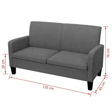 vidaXL Καναπές Διθέσιος Σκούρο Γκρι 135x65x76cm 1 τεμ.