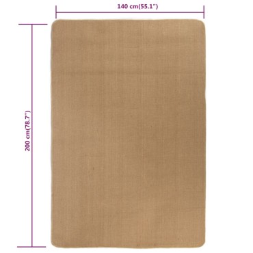 vidaXL Χαλί Φυσικό Χρώμα 140x200cm Γιούτα με Υπόστρωμα από Λάτεξ