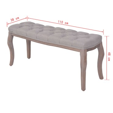 vidaXL Ταμπουρέ Σκούρο Γκρι 110x38x48cm από Λινό και Μασίφ Ξύλο 1 τεμ.