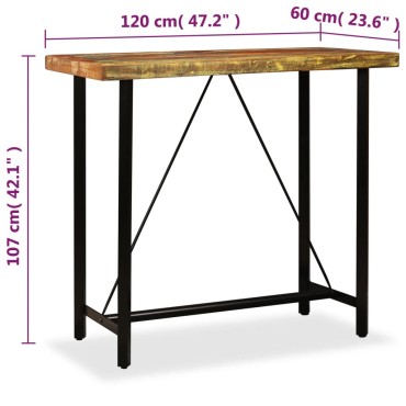 vidaXL Τραπέζι Μπαρ 120x60x107cm από Μασίφ Ανακυκλωμένο Ξύλο 1 τεμ.