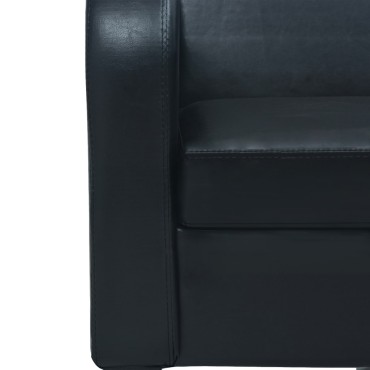 vidaXL Καναπές Διθέσιος Μαύρος από Συνθετικό Δέρμα 139x70x76cm 1 τεμ.