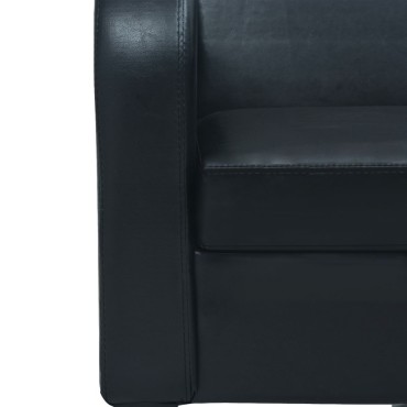 vidaXL Καναπές Τριθέσιος Μαύρος από Συνθετικό Δέρμα 183x70x76cm 1 τεμ.