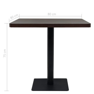 vidaXL Τραπέζι Bistro Τετράγωνο Σκούρο Σταχτί 80x80x75cm MDF/Ατσάλι 1 τεμ.