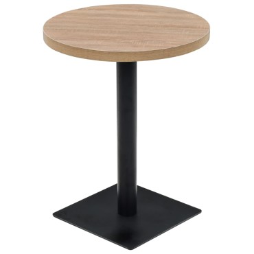 vidaXL Τραπέζι Bistro Στρογγυλό Χρώμα Δρυός 60x75cm MDF / Ατσάλι 1 τεμ.