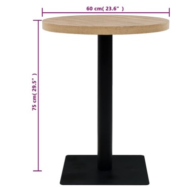 vidaXL Τραπέζι Bistro Στρογγυλό Χρώμα Δρυός 60x75cm MDF / Ατσάλι 1 τεμ.