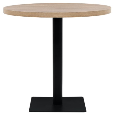 vidaXL Τραπέζι Bistro Στρογγυλό Χρώμα Δρυός 80x75cm MDF / Ατσάλι 1 τεμ.