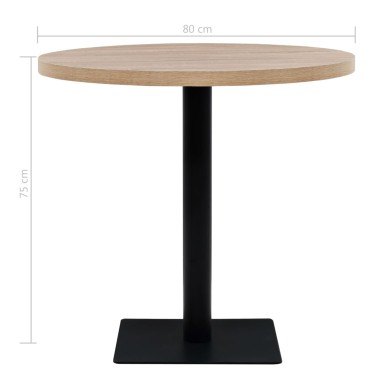 vidaXL Τραπέζι Bistro Στρογγυλό Χρώμα Δρυός 80x75cm MDF / Ατσάλι 1 τεμ.