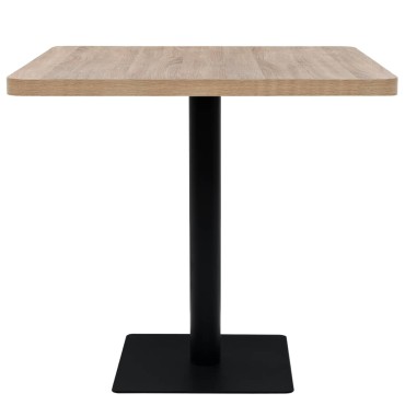 vidaXL Τραπέζι Bistro Τετράγωνο Χρώμα Δρυός 80x80x75cm MDF/Ατσάλι 1 τεμ.