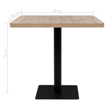 vidaXL Τραπέζι Bistro Τετράγωνο Χρώμα Δρυός 80x80x75cm MDF/Ατσάλι 1 τεμ.