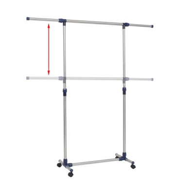 vidaXL Κρεμάστρα Δαπέδου Ρυθμιζόμενη Ασημί 165x44x150 εκ. Ανοξ. Ατσάλι
