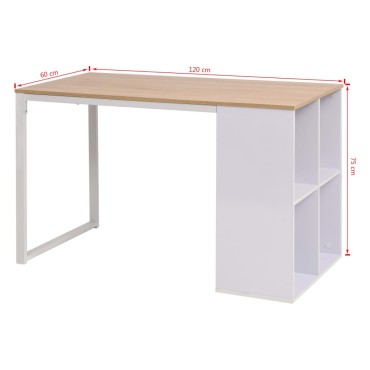 vidaXL Γραφείο Δρυς και Λευκό 120x60x75cm 1 τεμ.