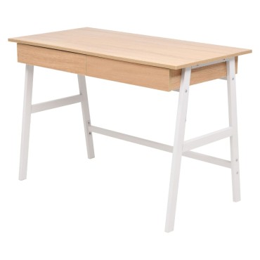 vidaXL Γραφείο Δρυς και Λευκό 110x55x75cm 1 τεμ.