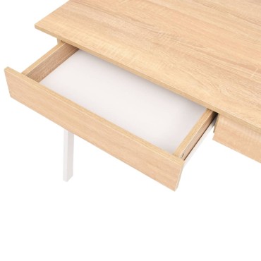 vidaXL Γραφείο Δρυς και Λευκό 110x55x75cm 1 τεμ.