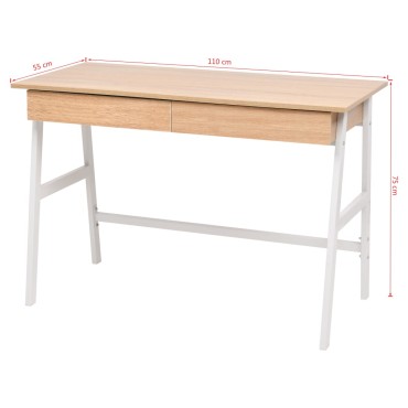 vidaXL Γραφείο Δρυς και Λευκό 110x55x75cm 1 τεμ.
