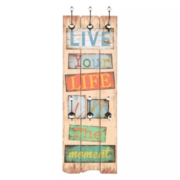 vidaXL Κρεμάστρα Τοίχου «LIVE LIFE» με 6 Γάντζους 120 x 40 εκ.