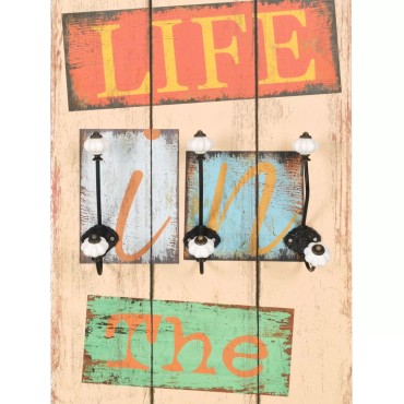 vidaXL Κρεμάστρα Τοίχου «LIVE LIFE» με 6 Γάντζους 120 x 40 εκ.