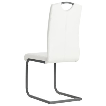 vidaXL Καρέκλες Τραπεζαρίας «Πρόβολος» 4 τεμ. Λευκές Συνθετικό Δέρμα 43x55x100cm