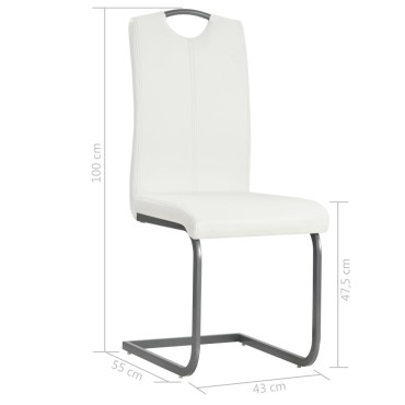 vidaXL Καρέκλες Τραπεζαρίας «Πρόβολος» 4 τεμ. Λευκές Συνθετικό Δέρμα 43x55x100cm