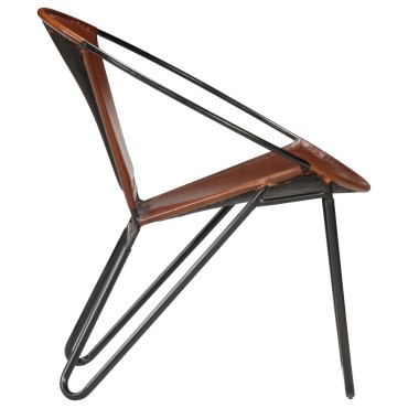 vidaXL Πολυθρόνα Καφέ από Γνήσιο Δέρμα 69x69x69cm 1 τεμ.