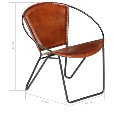 vidaXL Πολυθρόνα Καφέ από Γνήσιο Δέρμα 69x69x69cm 1 τεμ.