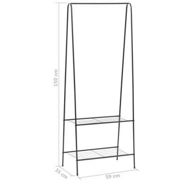 vidaXL Κρεμάστρα Ρούχων Δαπέδου Μαύρη 59 x 35 x 150 εκ.
