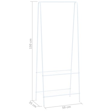 vidaXL Κρεμάστρα Ρούχων Δαπέδου Λευκή 59 x 35 x 150 εκ.