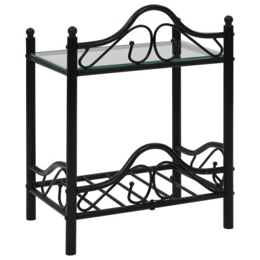 vidaXL Κομοδίνο Μαύρο 45x30,5x60cm Ατσάλι και Ψημένο Γυαλί 1 τεμ.