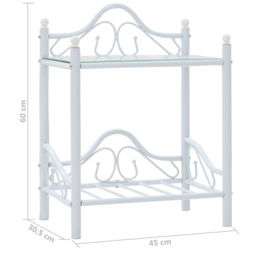 vidaXL Κομοδίνα 2 τεμ. Λευκά 45x30,5x60cm Ατσάλι και Ψημένο Γυαλί