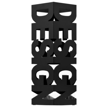 vidaXL Ομπρελοθήκη με Σχέδιο Design Μαύρη Ατσάλινη