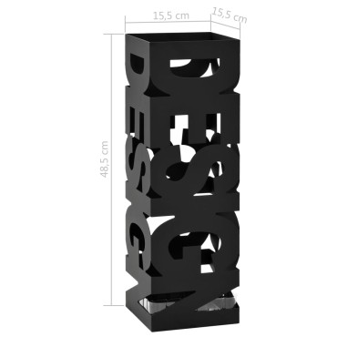 vidaXL Ομπρελοθήκη με Σχέδιο Design Μαύρη Ατσάλινη