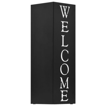 vidaXL Ομπρελοθήκη με Σχέδιο «Welcome» Μαύρη Ατσάλινη