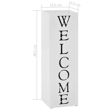 vidaXL Ομπρελοθήκη με Σχέδιο «Welcome» Λευκή Ατσάλινη