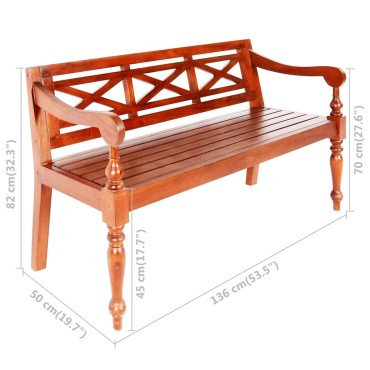 vidaXL Παγκάκι Batavia Σκούρο Καφέ από Μασίφ Μαόνι 136x50x82cm 1 τεμ.