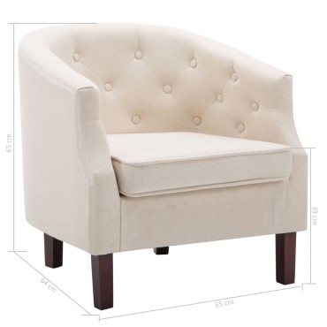 vidaXL Πολυθρόνα Μπεζ Υφασμάτινη 65x64x65cm 1 τεμ.