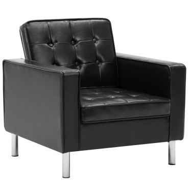 vidaXL Πολυθρόνα Μαύρη από Συνθετικό Δέρμα 75x70x75cm 1 τεμ.