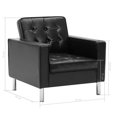 vidaXL Πολυθρόνα Μαύρη από Συνθετικό Δέρμα 75x70x75cm 1 τεμ.