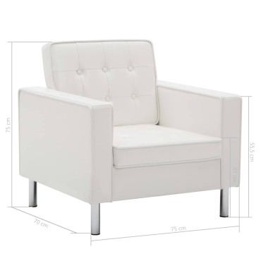 vidaXL Πολυθρόνα Λευκή από Συνθετικό Δέρμα 75x70x75cm 1 τεμ.