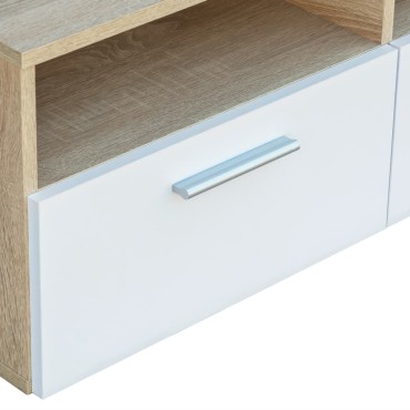 vidaXL Έπιπλα Τηλεόρασης 2 τεμ. Δρυς / Λευκό 95x35x36cm Επεξ. Ξύλο