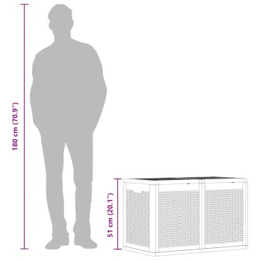 vidaXL Μπαούλο Αποθήκευσης Κήπου Μαύρο 180 Λίτρα Ρατάν Πολυπροπυλενίου 80,5x44,5x51cm 1 τεμ.