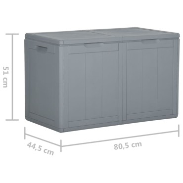 vidaXL Μπαούλο Αποθήκευσης Κήπου Γκρι 180 Λίτρα Όψη ξύλου από PP 80,5x44,5x51cm 1 τεμ.