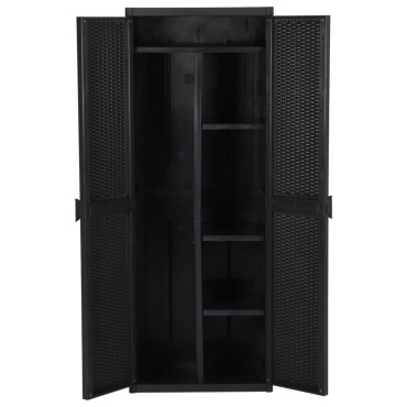 vidaXL Ντουλάπι Αποθήκευσης Κήπου Μαύρο 65x45x172cm από Ρατάν PP 1 τεμ.