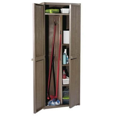 vidaXL Ντουλάπι Αποθήκευσης Κήπου Καφέ 65x45x172cm PP Εμφάνιση Ξύλου 1 τεμ.