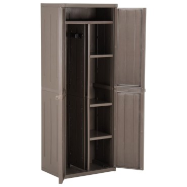 vidaXL Ντουλάπι Αποθήκευσης Κήπου Καφέ 65x45x172cm PP Εμφάνιση Ξύλου 1 τεμ.