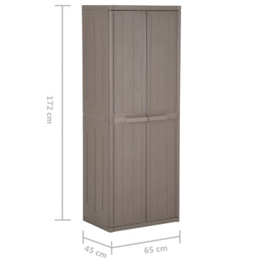 vidaXL Ντουλάπι Αποθήκευσης Κήπου Καφέ 65x45x172cm PP Εμφάνιση Ξύλου 1 τεμ.