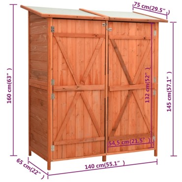 vidaXL Αποθήκη Εργαλείων Κήπου 136x75x160 εκ. από Μασίφ Ξύλο Ελάτης