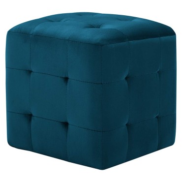 vidaXL Σκαμπό Πουφ 2 τεμ. Μπλε 30x30x30cm από Βελούδινο Ύφασμα