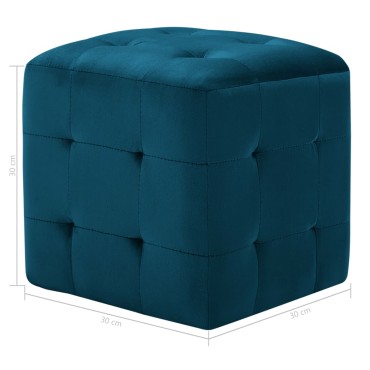 vidaXL Σκαμπό Πουφ 2 τεμ. Μπλε 30x30x30cm από Βελούδινο Ύφασμα