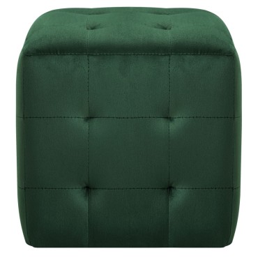 vidaXL Σκαμπό Πουφ 2 τεμ. Πράσινα 30x30x30cm Βελούδινο Ύφασμα