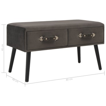 vidaXL Πάγκος με Συρτάρια Γκρι Βελούδινος 80x40x46cm 1 τεμ.