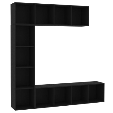 vidaXL Έπιπλο TV / Βιβλιοθήκη Σετ 3 τεμ. Μαύρο 180x30x180cm